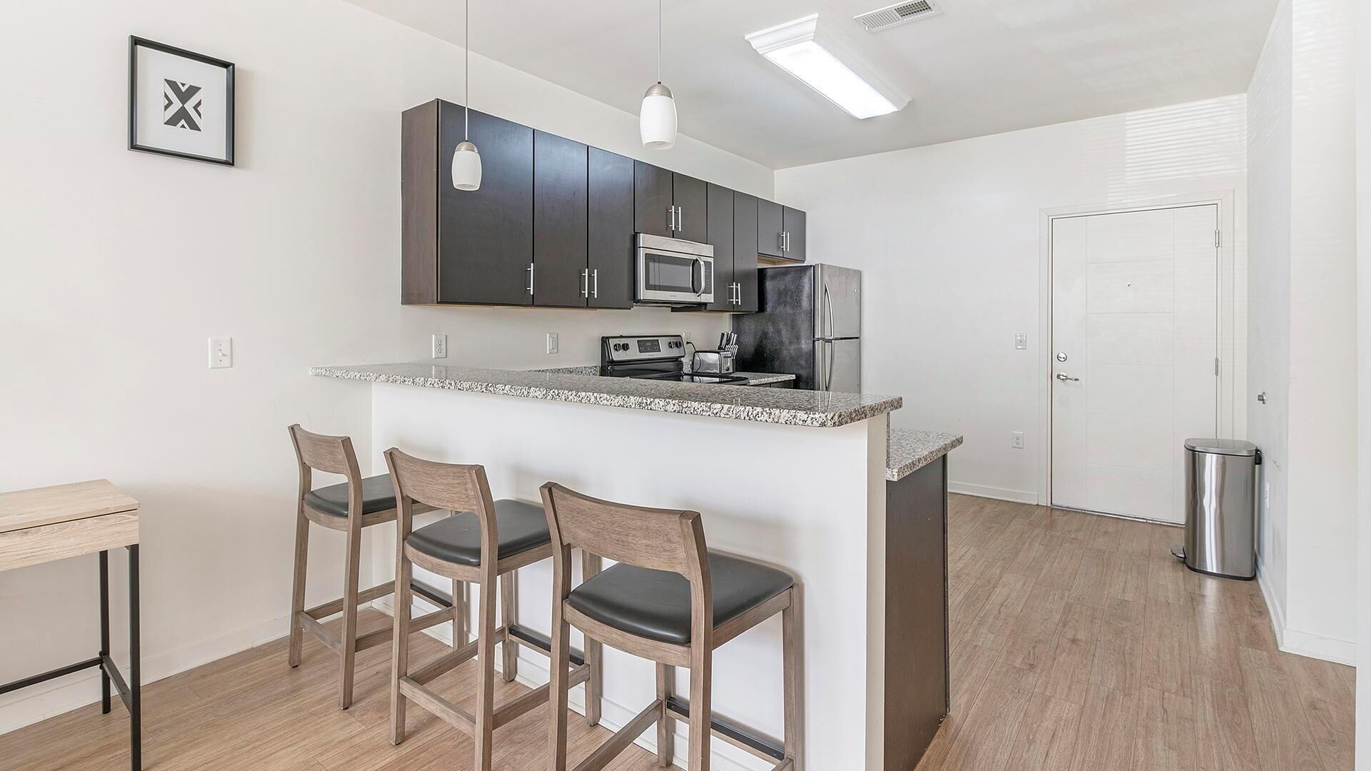 Fridge, dining tables