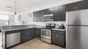 Fridge, dining tables