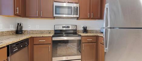 Fridge, dining tables