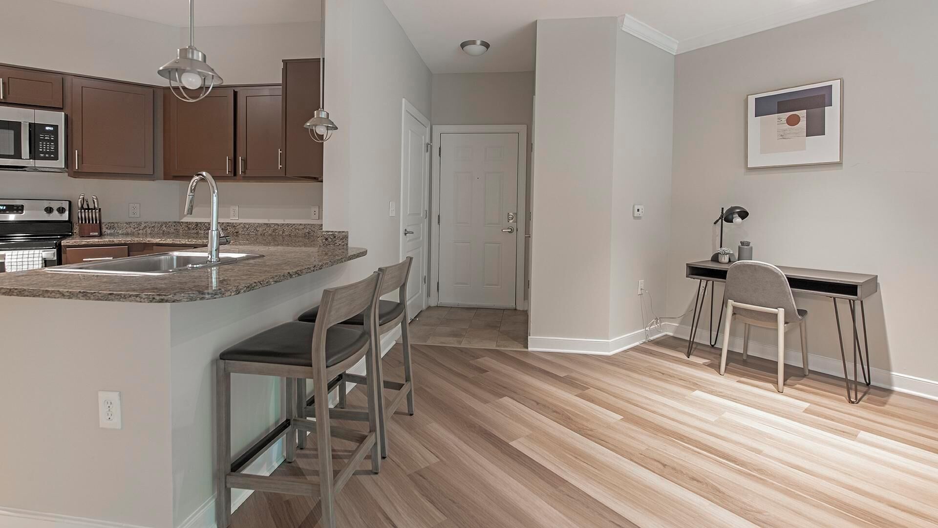 Fridge, dining table