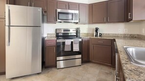 Fridge, dining tables