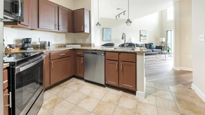 Fridge, dining tables