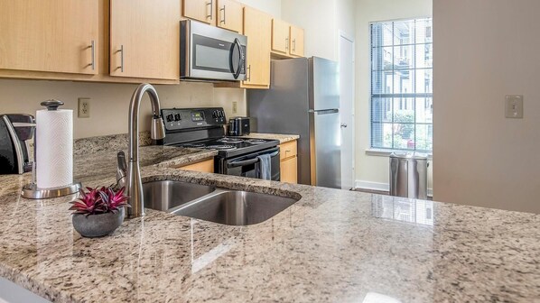 Fridge, dining tables