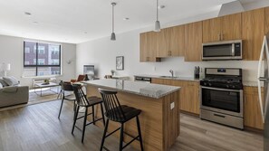 Fridge, dining tables