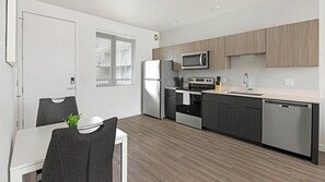 Fridge, dining tables