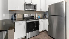 Fridge, dining tables