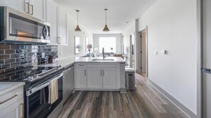Fridge, dining tables