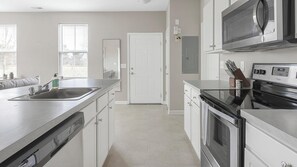 Fridge, dining tables