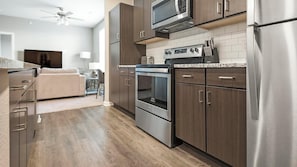 Fridge, dining tables