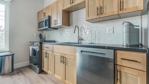Fridge, dining tables