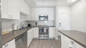 Fridge, dining tables