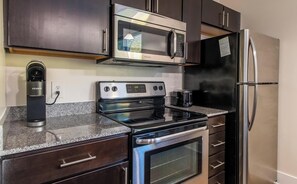 Fridge, dining tables