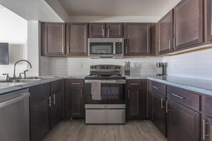 Fridge, dining tables