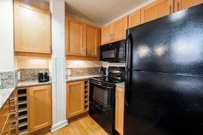 Fridge, dining tables