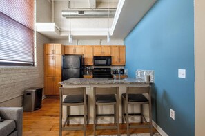 Fridge, dining tables