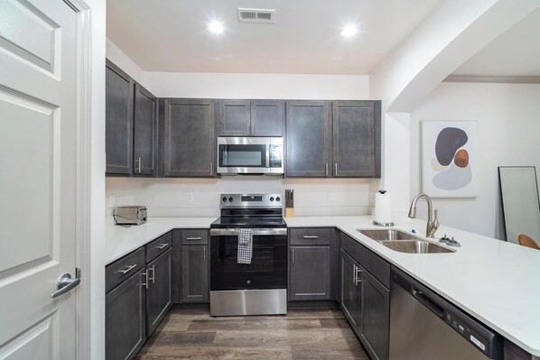 Fridge, dining tables