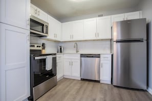 Fridge, dining tables