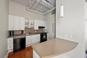 Fridge, dining tables