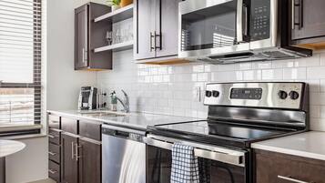 Fridge, dining tables