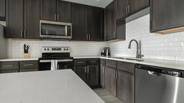 Fridge, dining tables