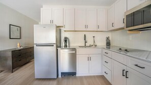 Fridge, dining tables