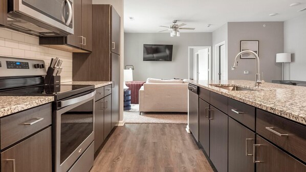 Fridge, dining tables