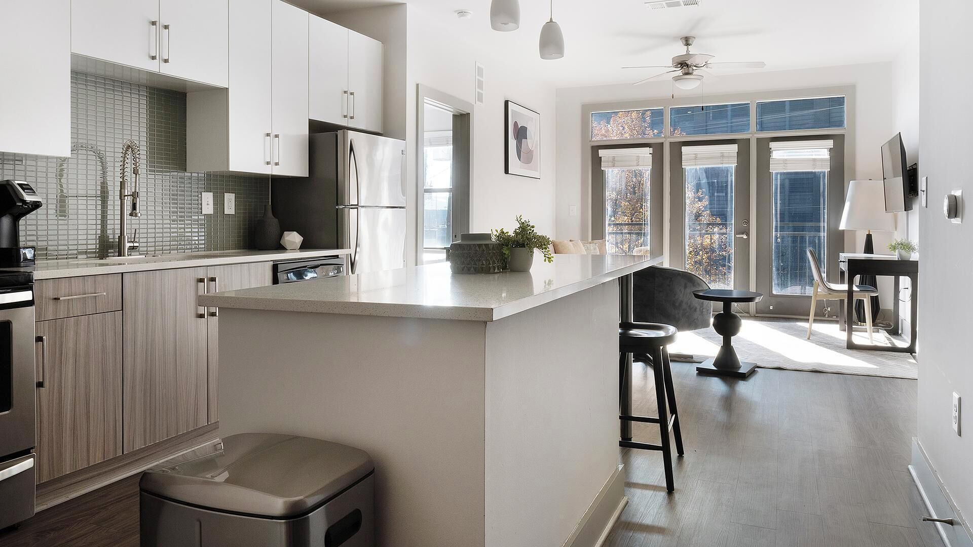 Fridge, dining tables