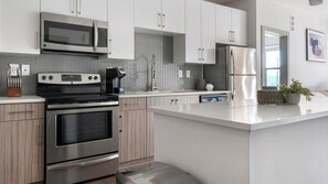 Fridge, dining tables