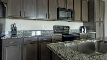 Fridge, dining tables