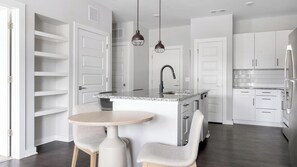 Fridge, dining tables