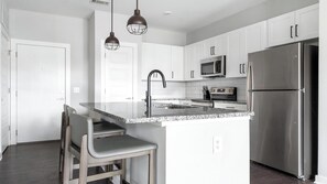 Fridge, dining tables