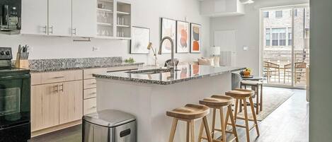 Fridge, dining tables