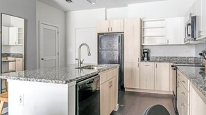 Fridge, dining tables