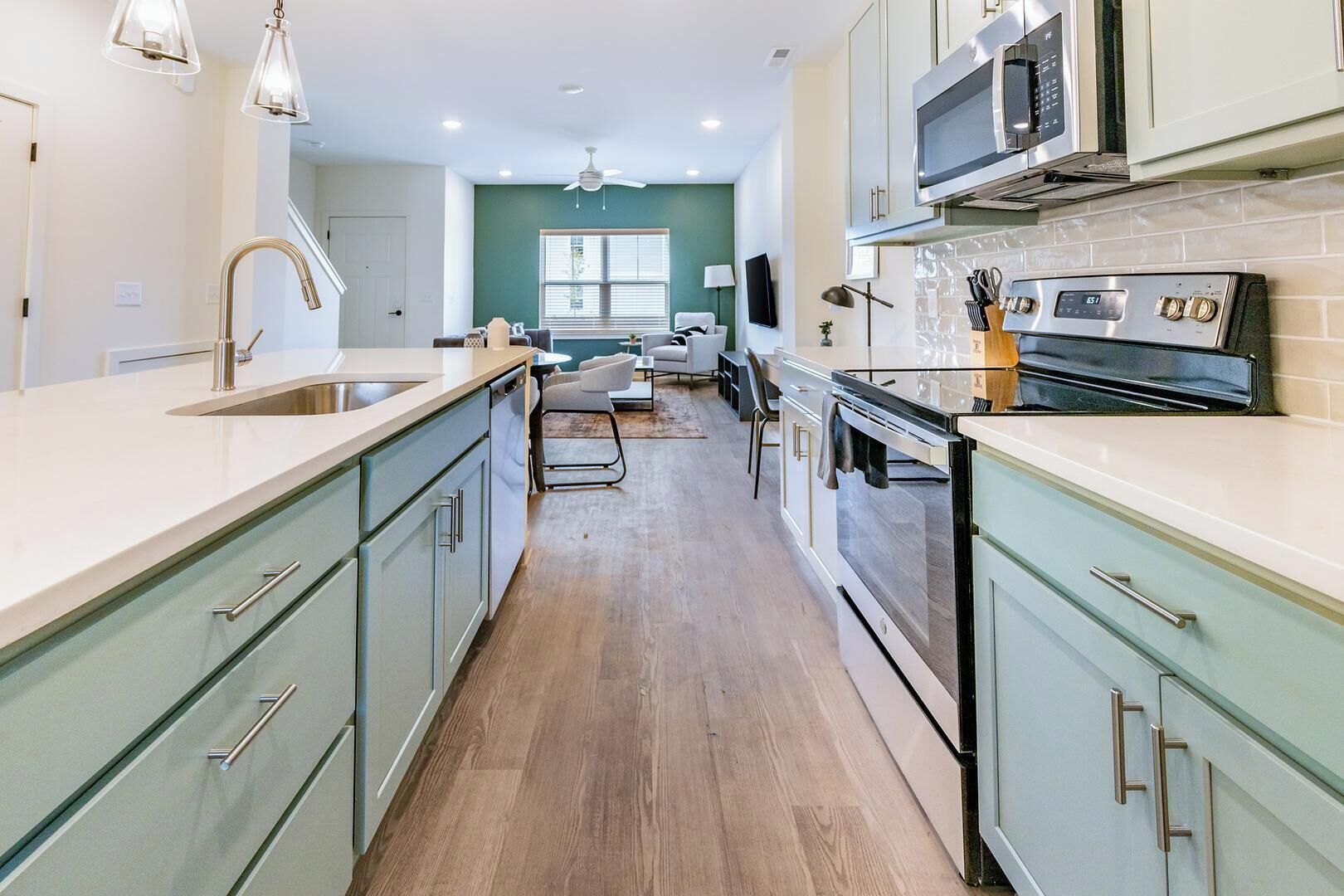 Fridge, dining tables