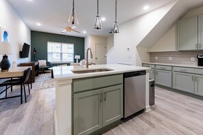 Fridge, dining tables