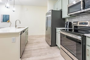 Fridge, dining tables