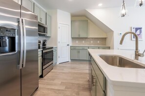 Fridge, dining tables