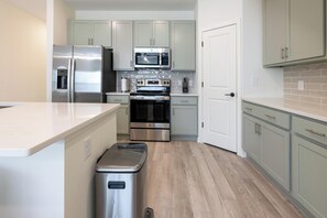 Fridge, dining tables