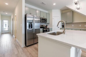 Fridge, dining tables