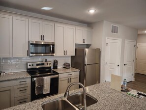 Fridge, dining tables