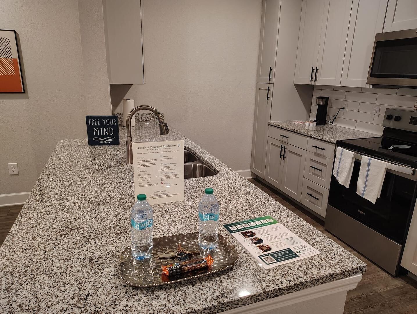 Fridge, dining tables