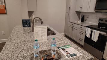 Fridge, dining tables