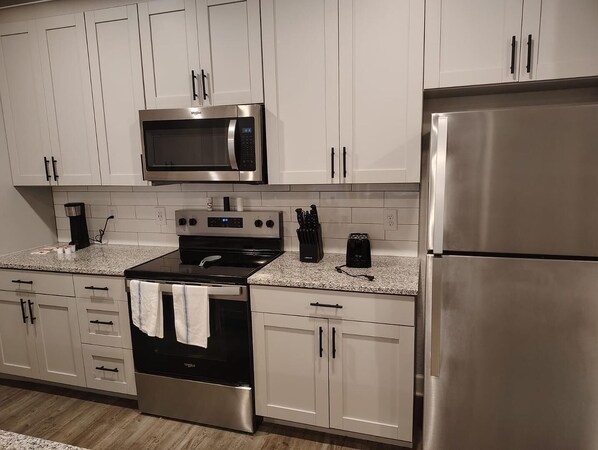 Fridge, dining tables