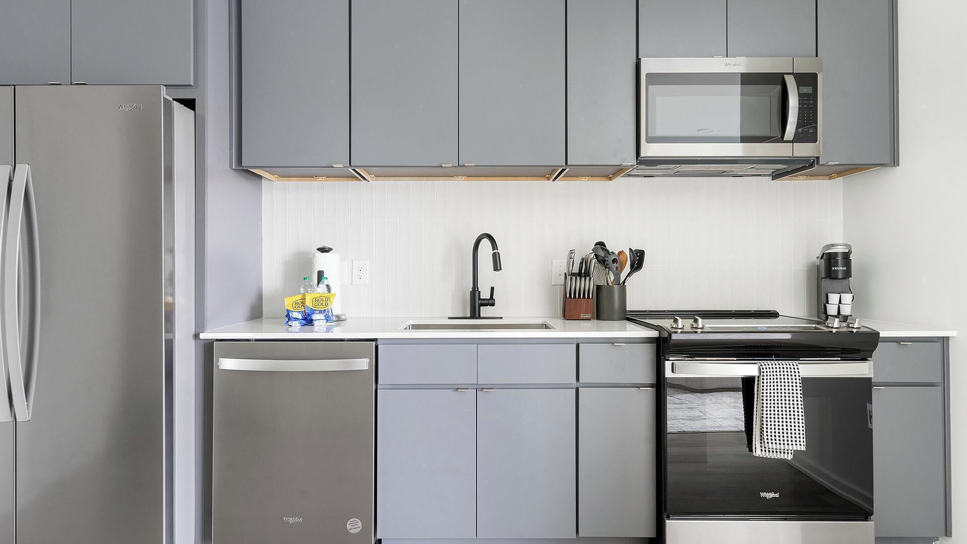 Fridge, dining tables