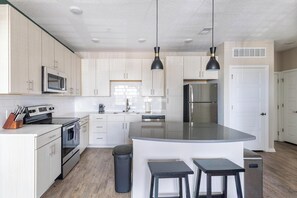 Fridge, dining tables