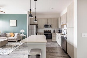 Fridge, dining tables