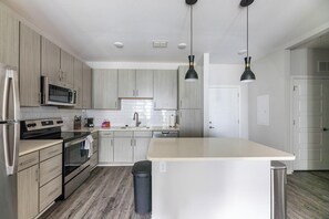 Fridge, dining tables