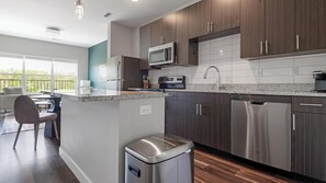 Fridge, dining tables