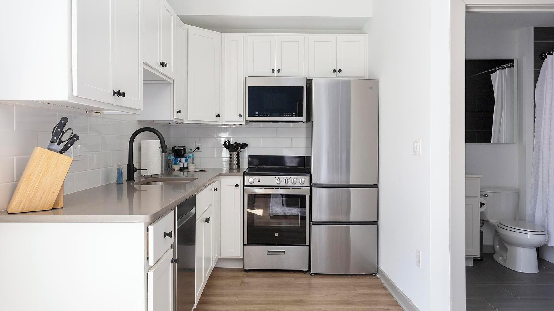 Fridge, dining tables