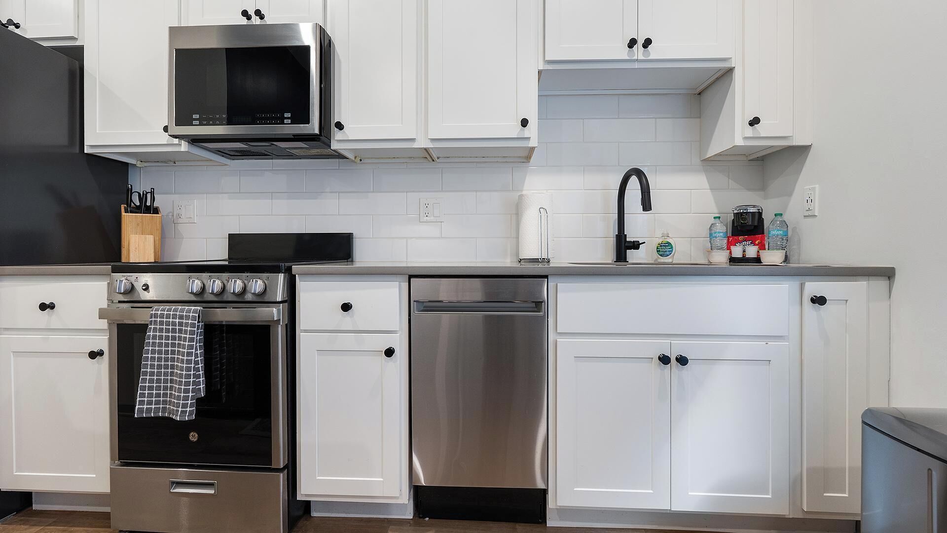 Fridge, dining tables